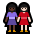 👩🏿‍🤝‍👩🏻 women holding hands: dark skin tone, light skin tone display on Windows